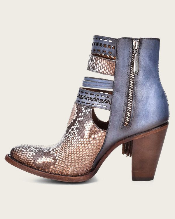 Ankle blue exotic bootie on Sale