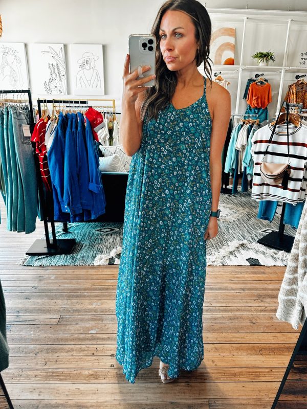 Oasis Navy Floral Maxi Dress Cheap