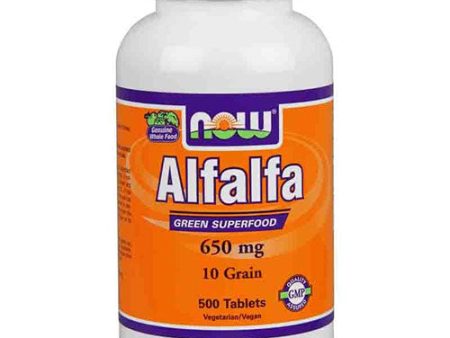 Alfalfa 10 grain 650 mg, Value Size, 500 Tablets, NOW Foods on Sale